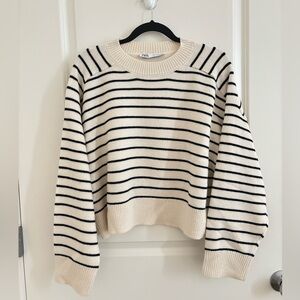 Zara Black and Cream Striped Sweater